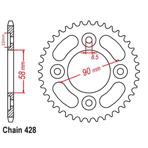 Sprocket Rear Steel 428-39T