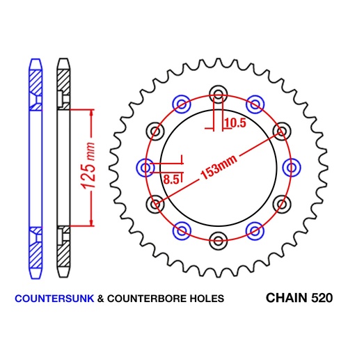 Sprocket Rear Steel 520-51T