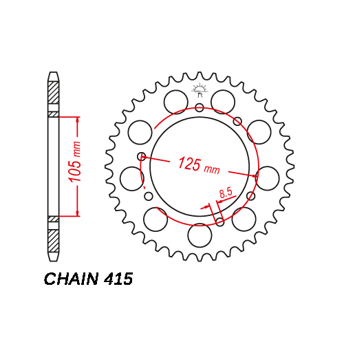 Sprocket Rear Steel 415-42T