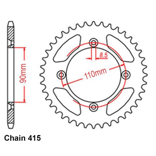 Sprocket Rear Steel 415-38T