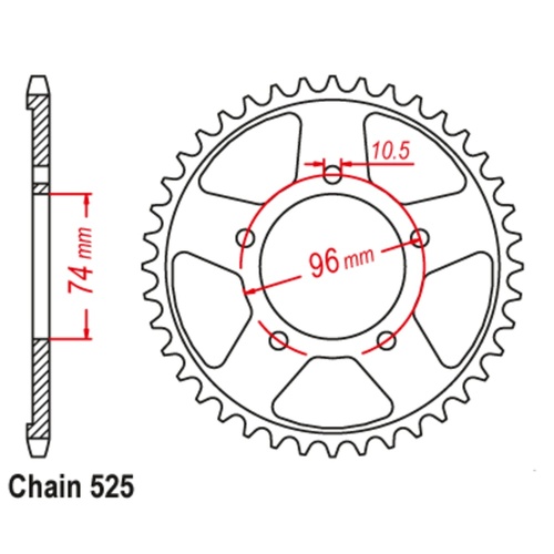 Sprocket Rear Steel 525-40T