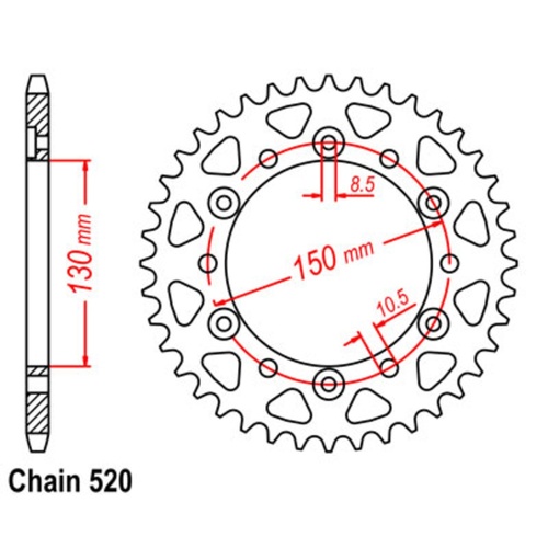 Sprocket Rear Steel 520-44T