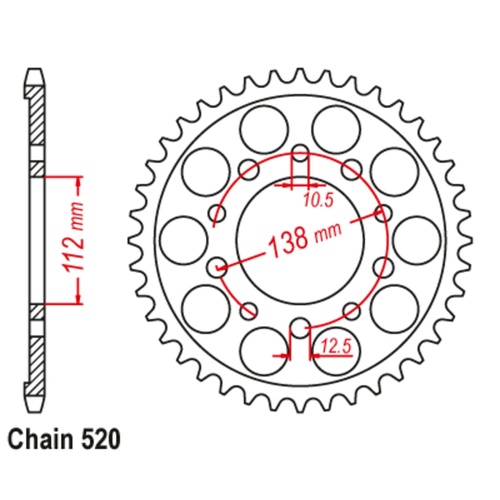 Sprocket Rear Steel 520-39T