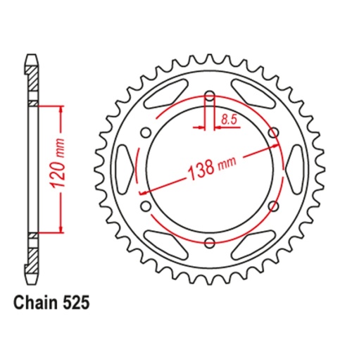 Sprocket Rear Steel 525-40T