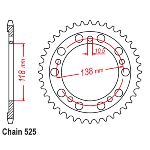 Sprocket Rear Steel 525-39T